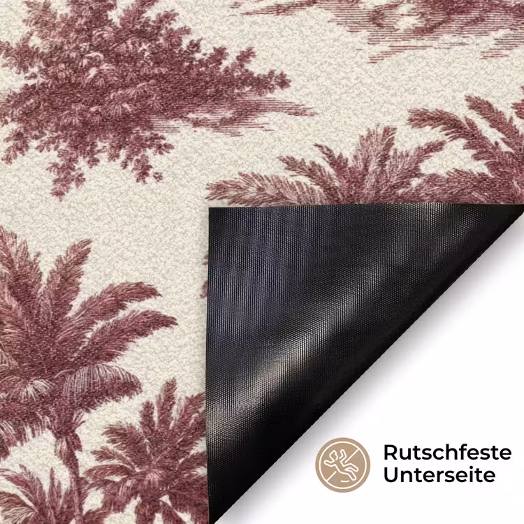 Tropisch - Geometrisch - Bordeauxrood Deurmat klein 898 -antislip_DE
