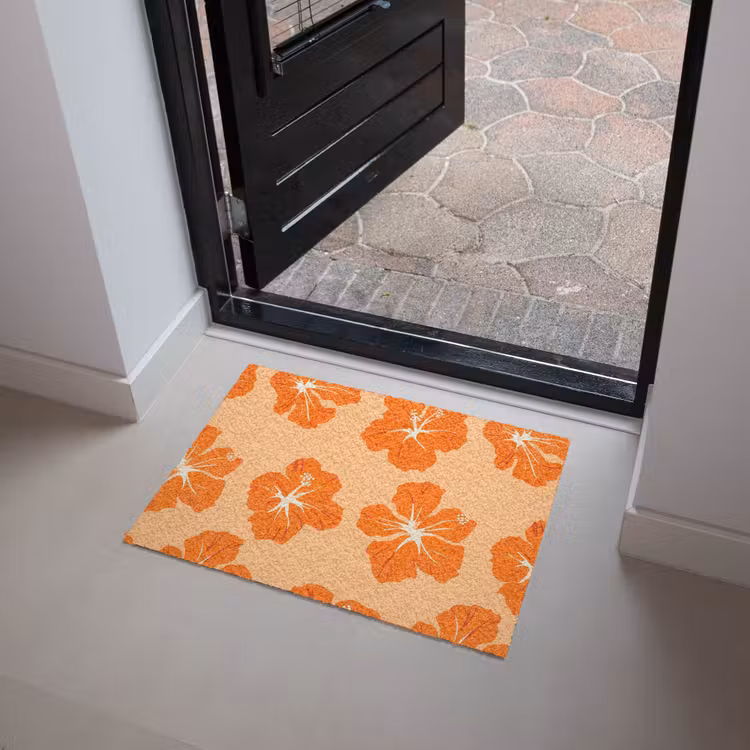 Tropisch - Hibiscus - Oranje Deurmat klein 898 -sfeer5