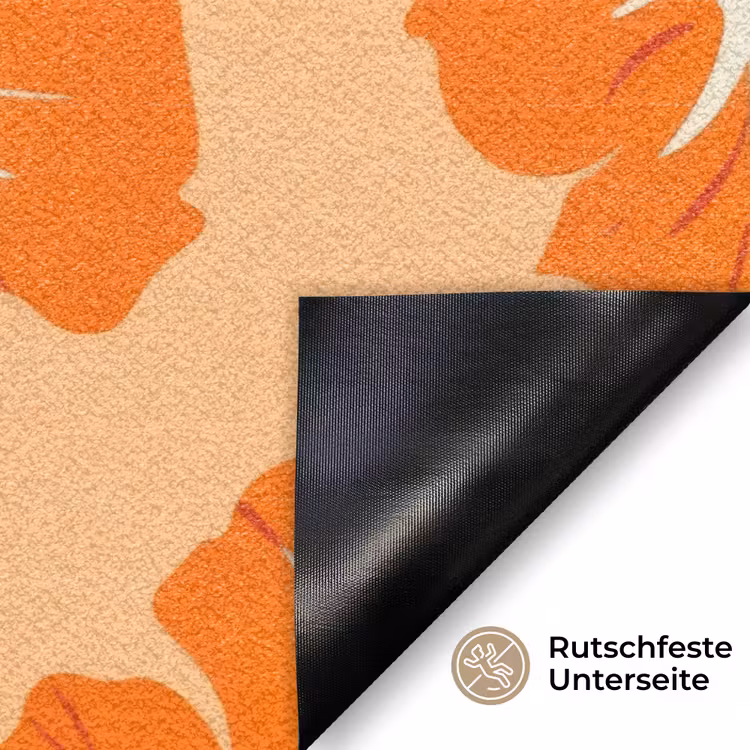 Tropisch - Hibiscus - Oranje Deurmat klein 898 -antislip_DE