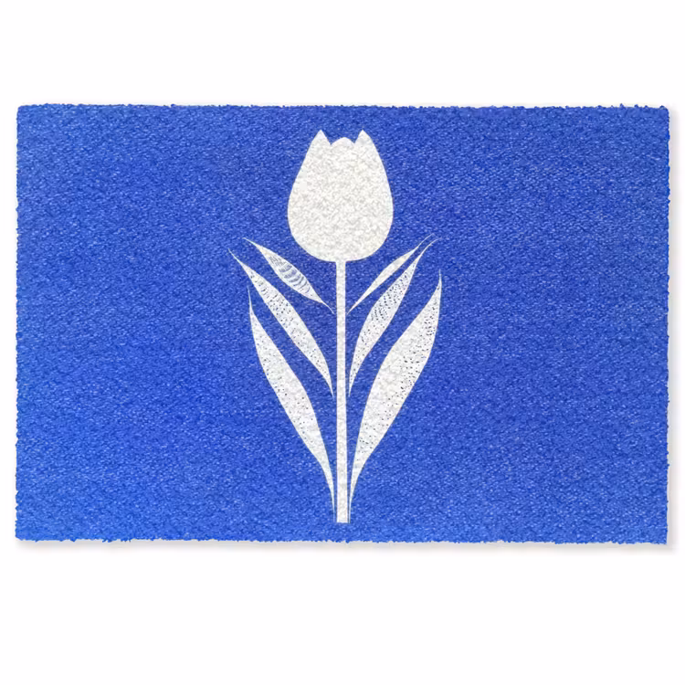 Tulp - Minimalistisch - Bladeren - Wit Deurmat klein -zkaufland3d