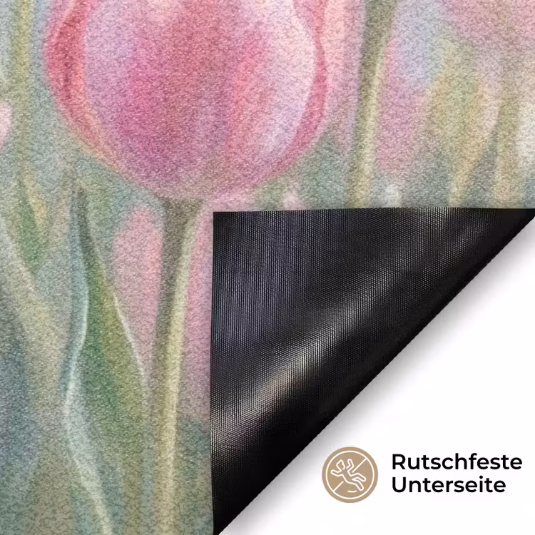 Tulpen - Veld - Lente - Roze Deurmat klein -antislip_DE