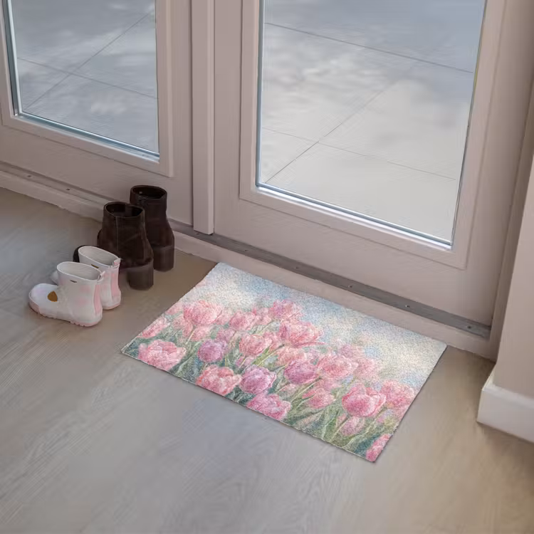 Tulpen - Veld - Lente - Roze Deurmat klein -sfeer3