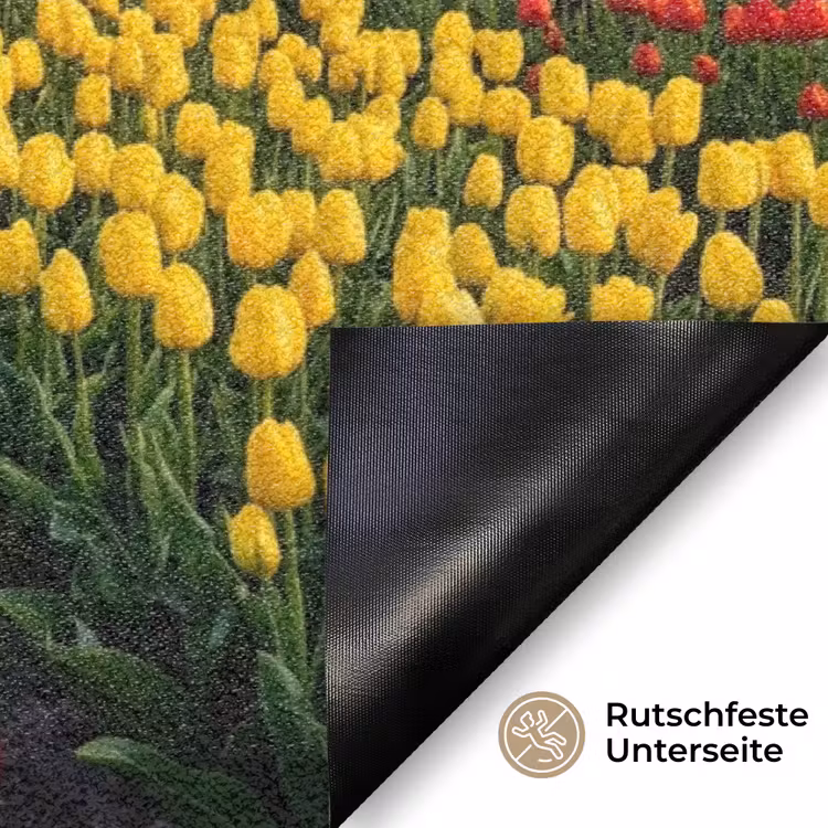 Tulpen - Holland - Molen - Kleurrijk Deurmat klein -antislip_DE