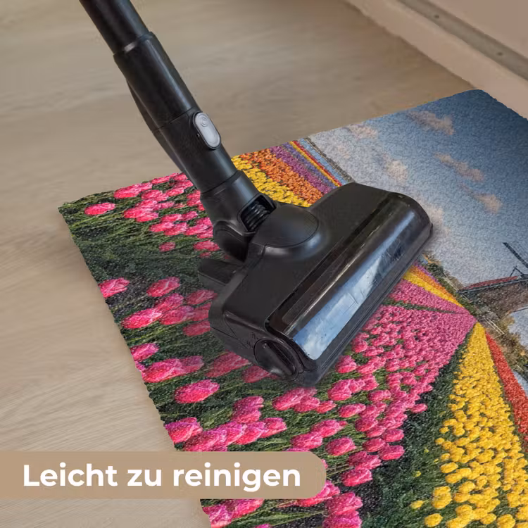 Tulpen - Holland - Molen - Kleurrijk Deurmat klein -reinigen_DE