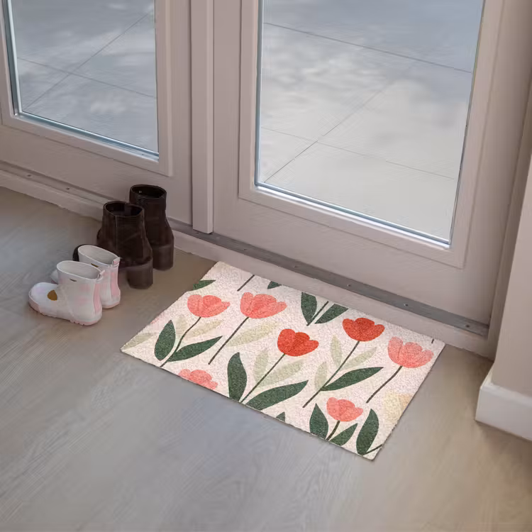 Tulpen - Modern - Roze Deurmat klein -sfeer3