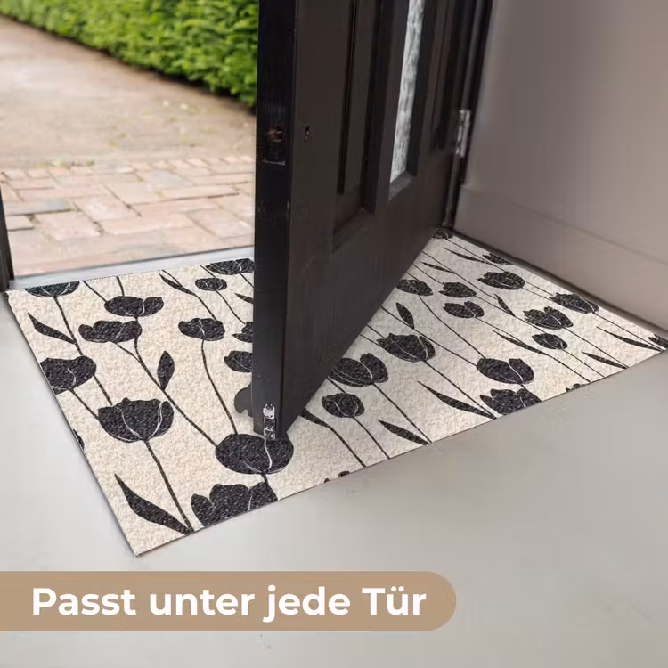Tulpen - Patroon - Zwart Deurmat klein 898 -USP_DE
