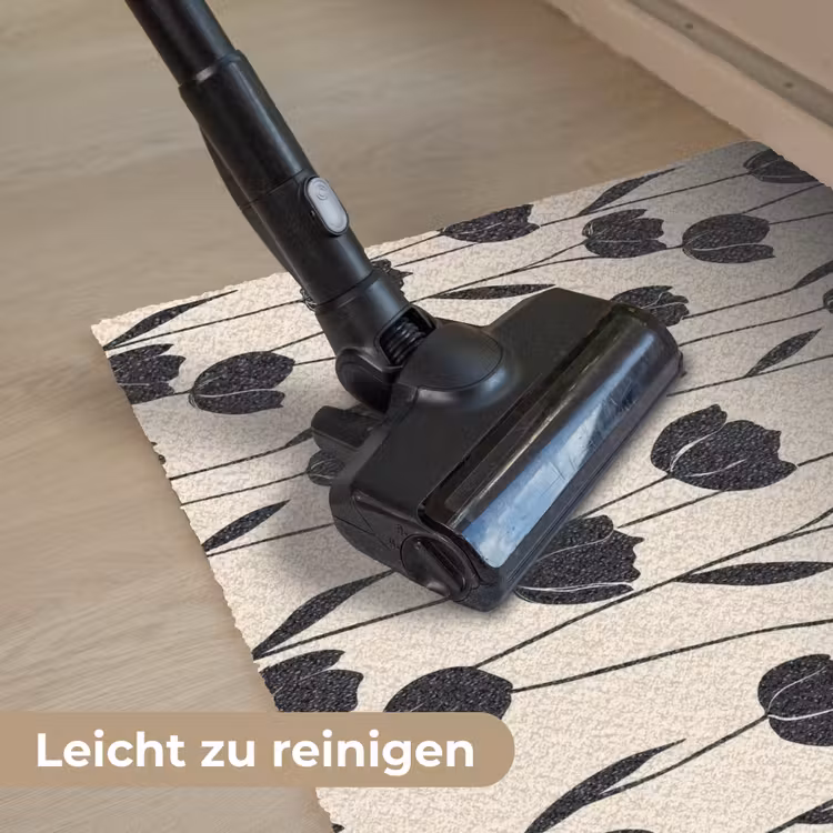 Tulpen - Patroon - Zwart Deurmat klein 898 -reinigen_DE