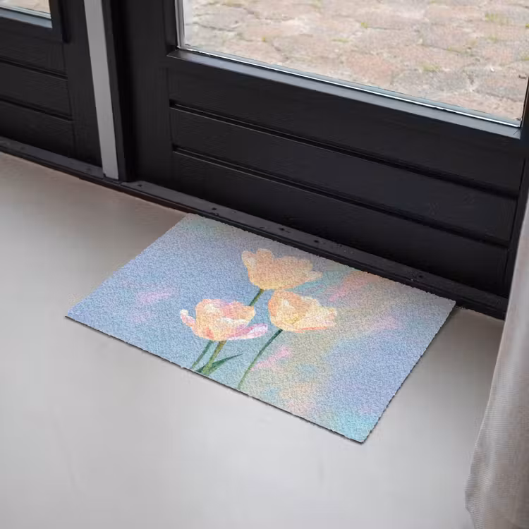 Tulpen - Roze accenten - Blauw Deurmat klein -sfeer2