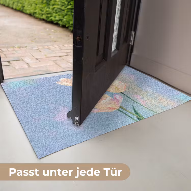 Tulpen - Roze accenten - Blauw Deurmat klein -USP_DE