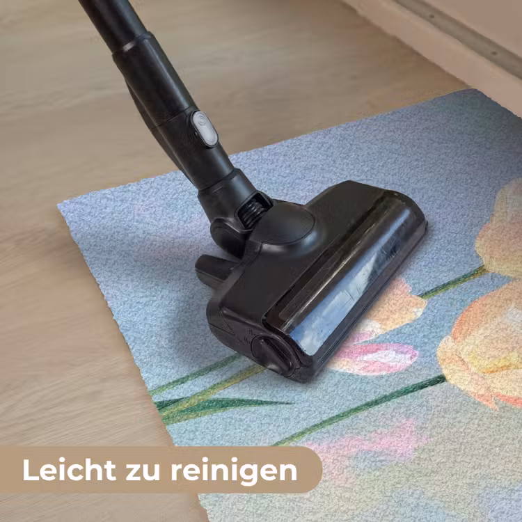 Tulpen - Roze accenten - Blauw Deurmat klein -reinigen_DE