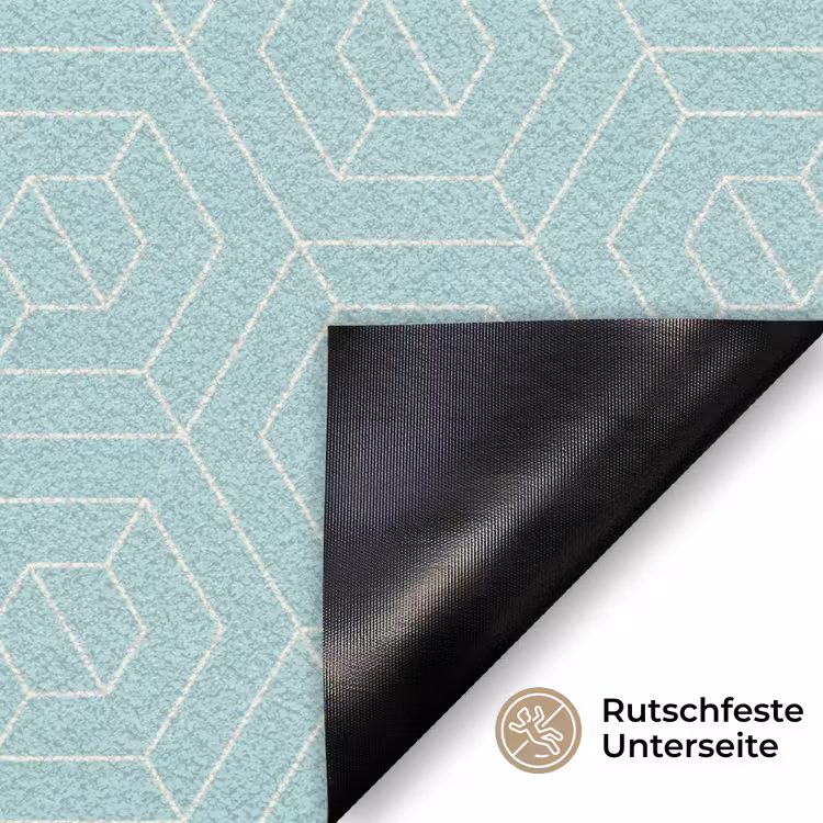 Turquoise - Patroon - Lijnen Deurmat klein 898 -antislip_DE