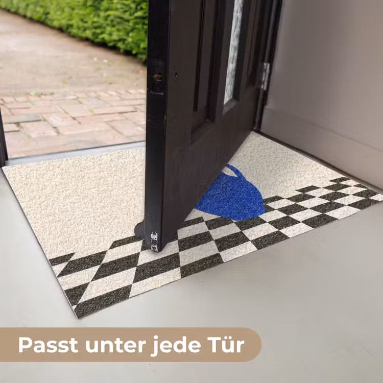 Vaas - Blauw - Geblokt - Modern Deurmat klein -USP_DE