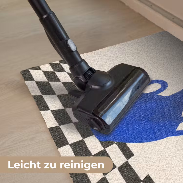Vaas - Blauw - Geblokt - Modern Deurmat klein -reinigen_DE