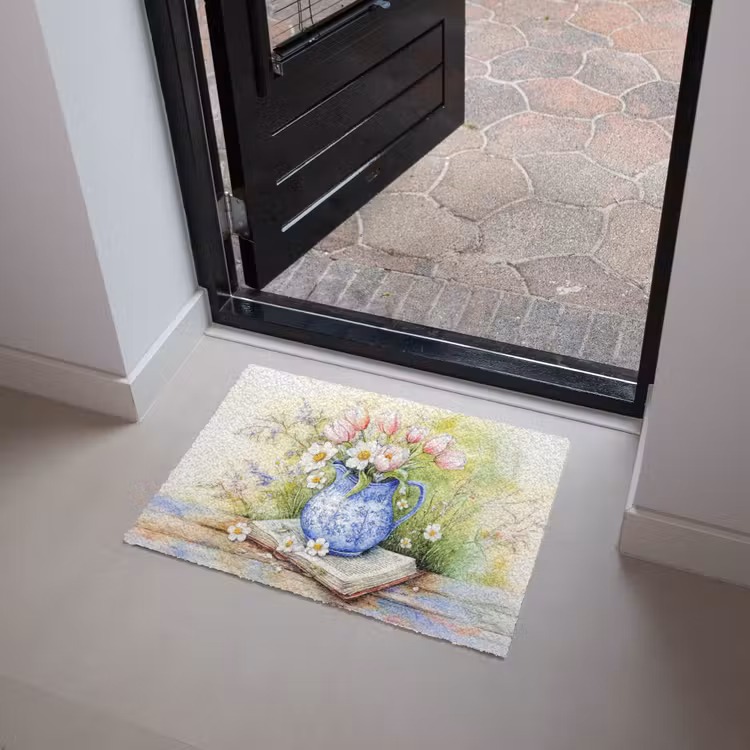 Vaas - Delftsblauw - Madeliefjes Deurmat klein -sfeer5