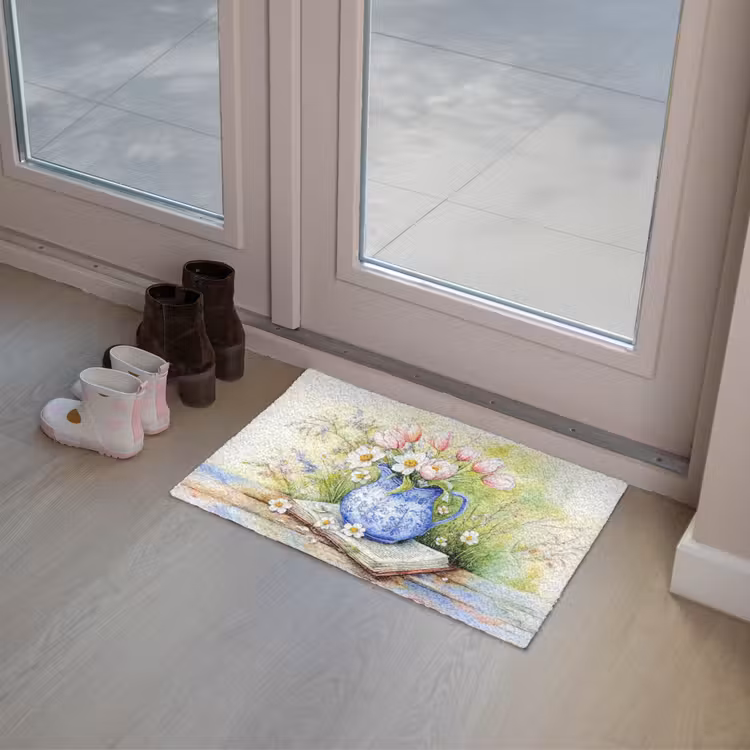 Vaas - Delftsblauw - Madeliefjes Deurmat klein -sfeer3
