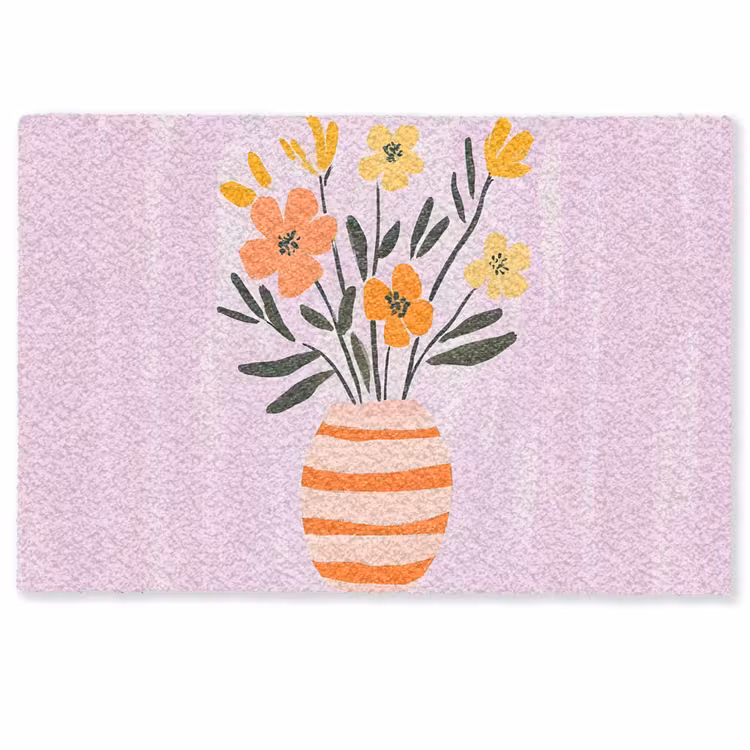 Vaas - Gestreept - Bloemen - Oranje Deurmat klein -zkaufland3d