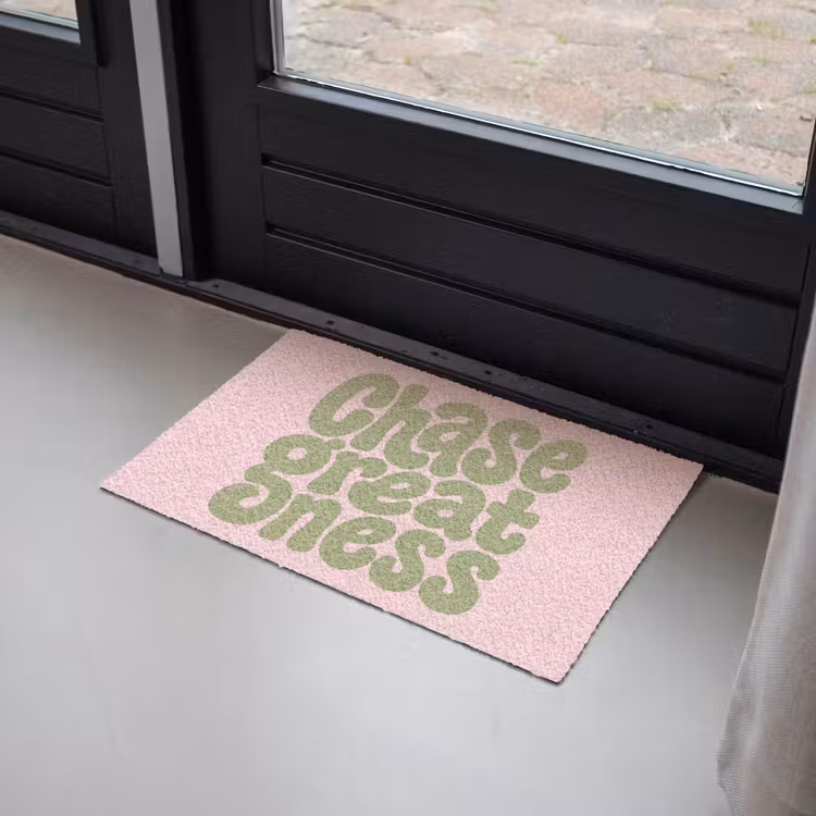 Chase greatness - Groen - Roze - Retro Deurmat klein -sfeer2