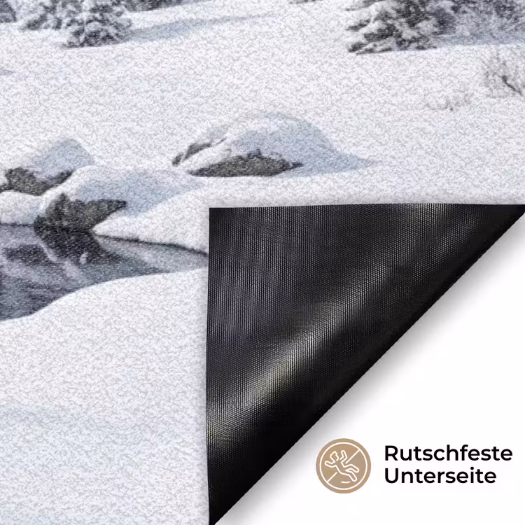 Sneeuwlandschap - Bergen - Rivier - Winter Deurmat klein -antislip_DE