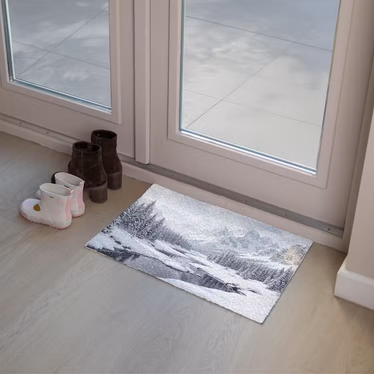 Sneeuwlandschap - Bergen - Rivier - Winter Deurmat klein -sfeer3