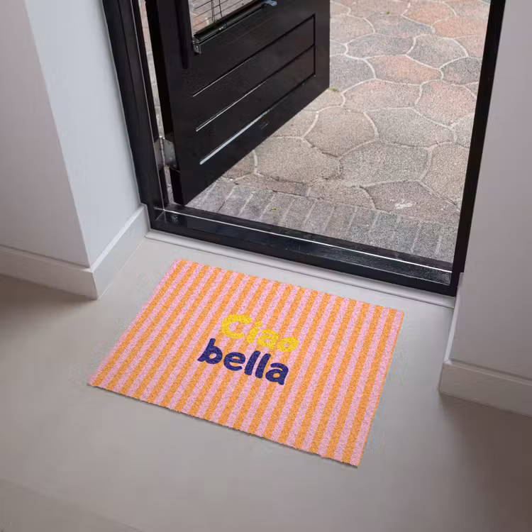 Verticaal - Strepen - Oranje - Ciao bella Deurmat klein -sfeer5