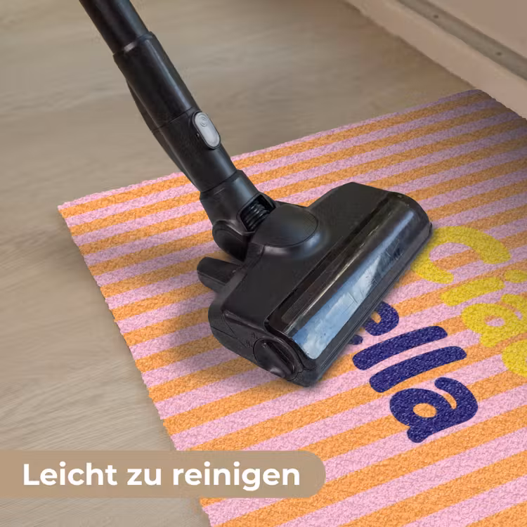 Verticaal - Strepen - Oranje - Ciao bella Deurmat klein -reinigen_DE