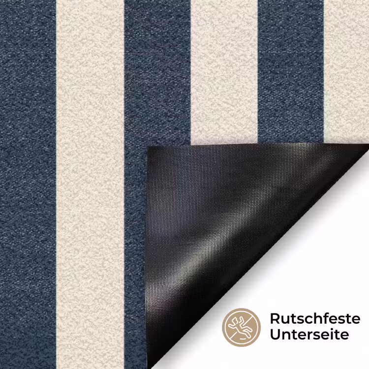 Verticale strepen - Blauw - Crème Deurmat klein 898 -antislip_DE