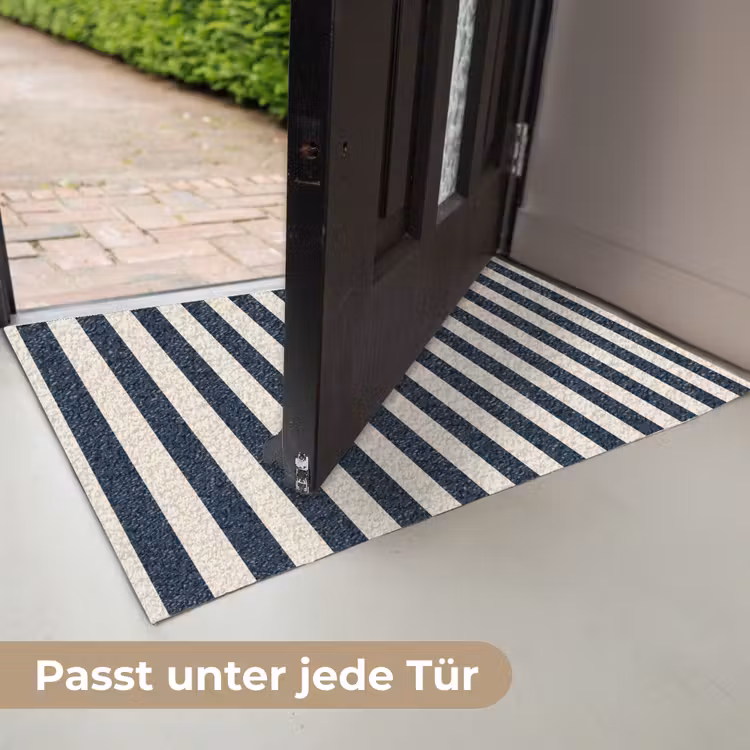 Verticale strepen - Blauw - Crème Deurmat klein 898 -USP_DE