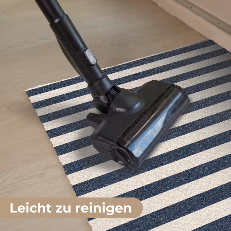 Verticale strepen - Blauw - Crème Deurmat klein 898 -reinigen_DE