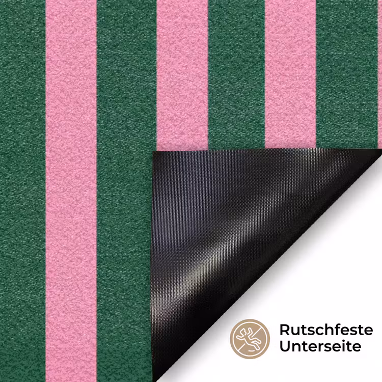 Verticale strepen - Groen - Roze Deurmat klein 898 -antislip_DE