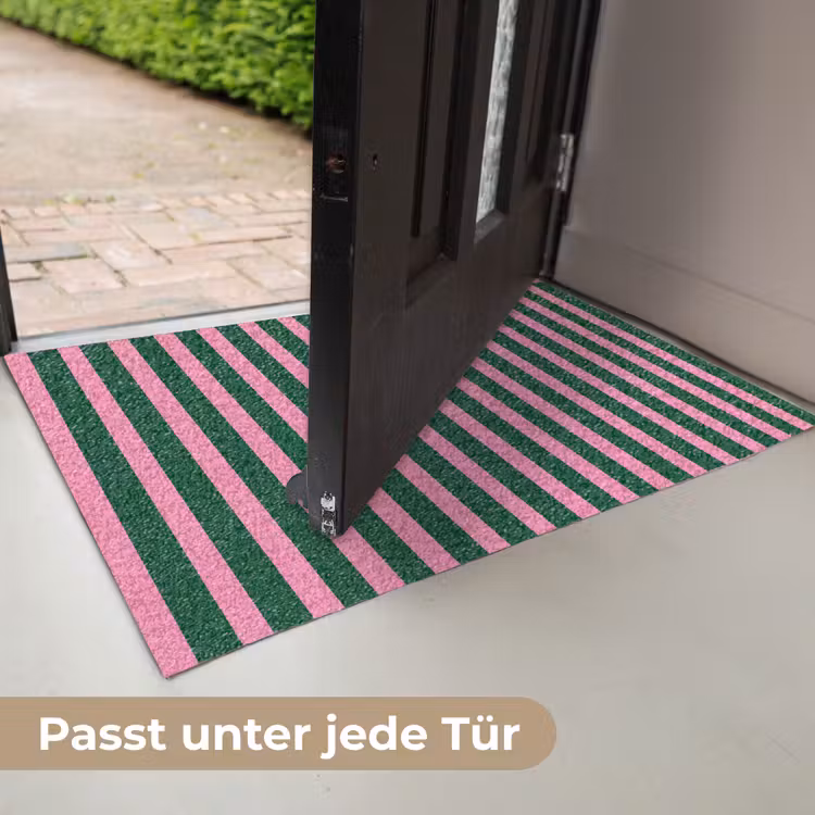 Verticale strepen - Groen - Roze Deurmat klein 898 -USP_DE