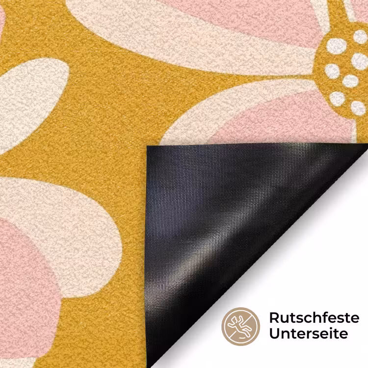 Vintage - Bloemen - Okergeel Deurmat klein 898 -antislip_DE