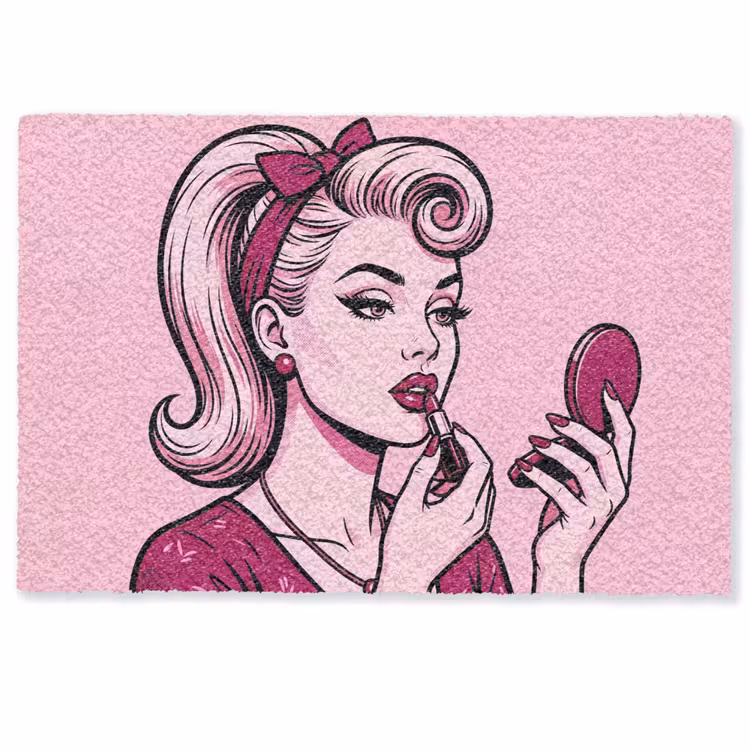 Vintage - Vrouw - Roze Deurmat klein -zkaufland3d