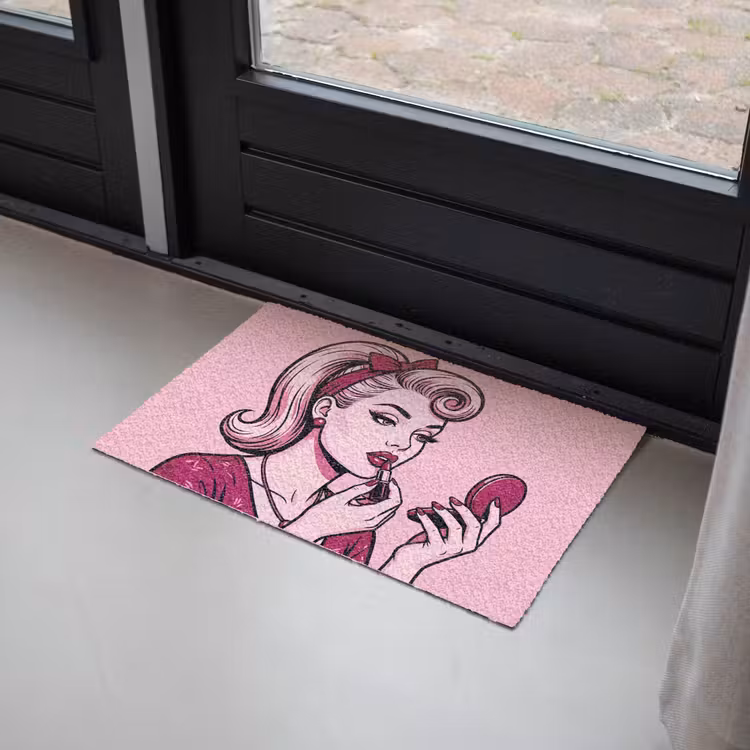 Vintage - Vrouw - Roze Deurmat klein -sfeer2
