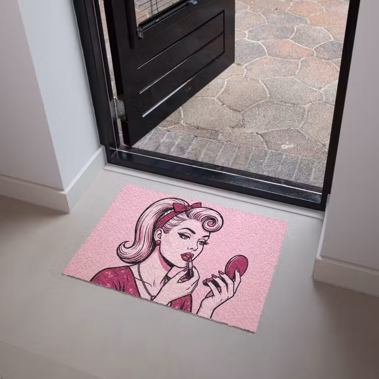 Vintage - Vrouw - Roze Deurmat klein -sfeer5