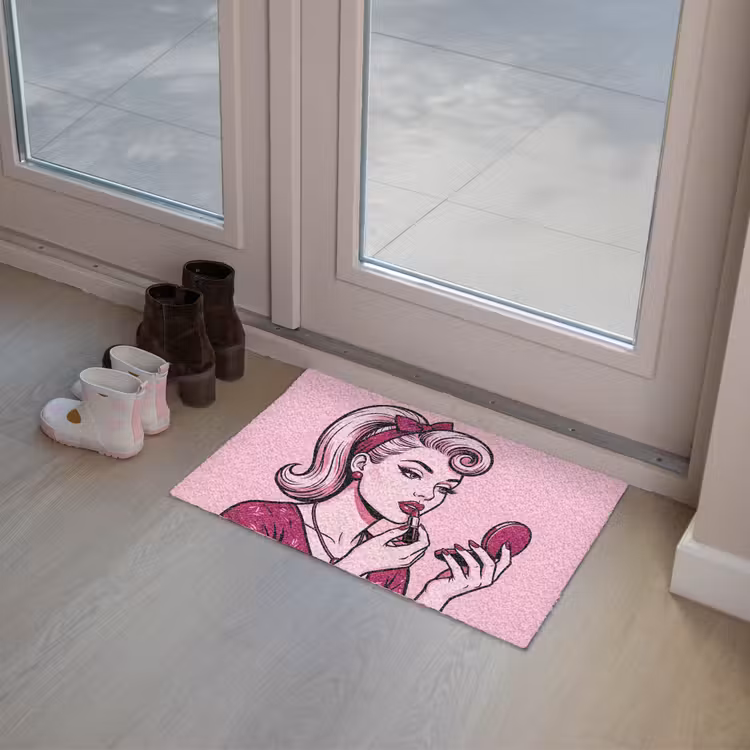 Vintage - Vrouw - Roze Deurmat klein -sfeer3