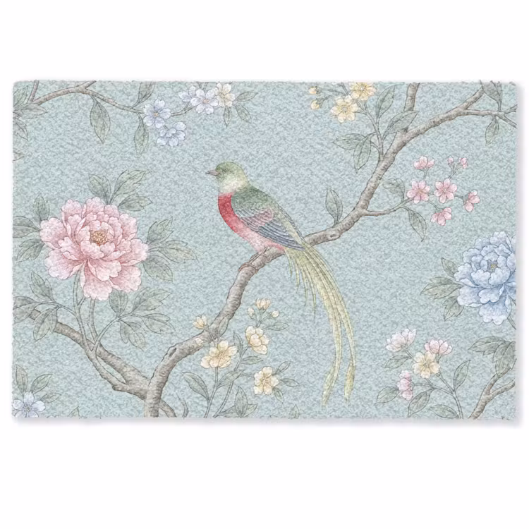 Vogel - Bloemen - Kleurrijk Deurmat klein -zkaufland3d