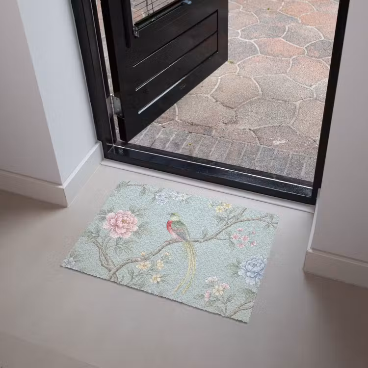 Vogel - Bloemen - Kleurrijk Deurmat klein -sfeer5