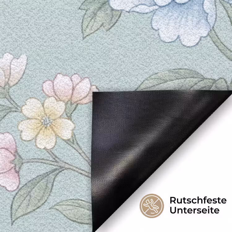 Vogel - Bloemen - Kleurrijk Deurmat klein -antislip_DE