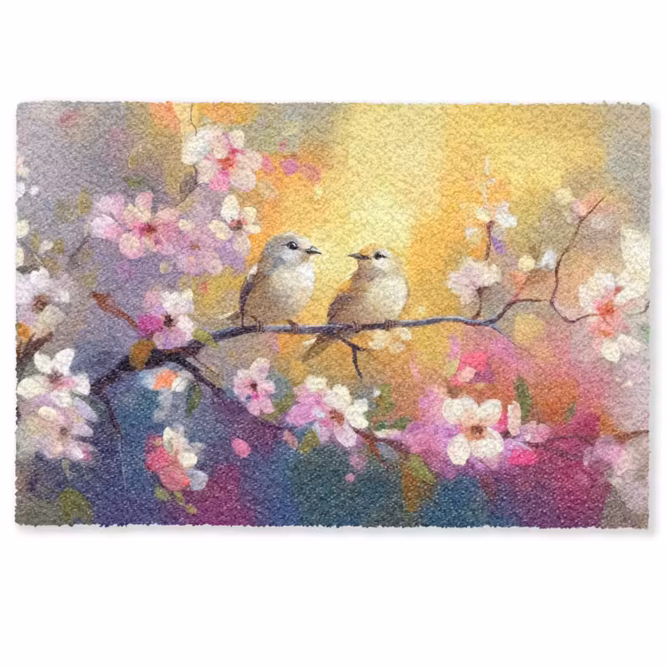Vogels - Bloemen - Roze Deurmat klein -zkaufland3d