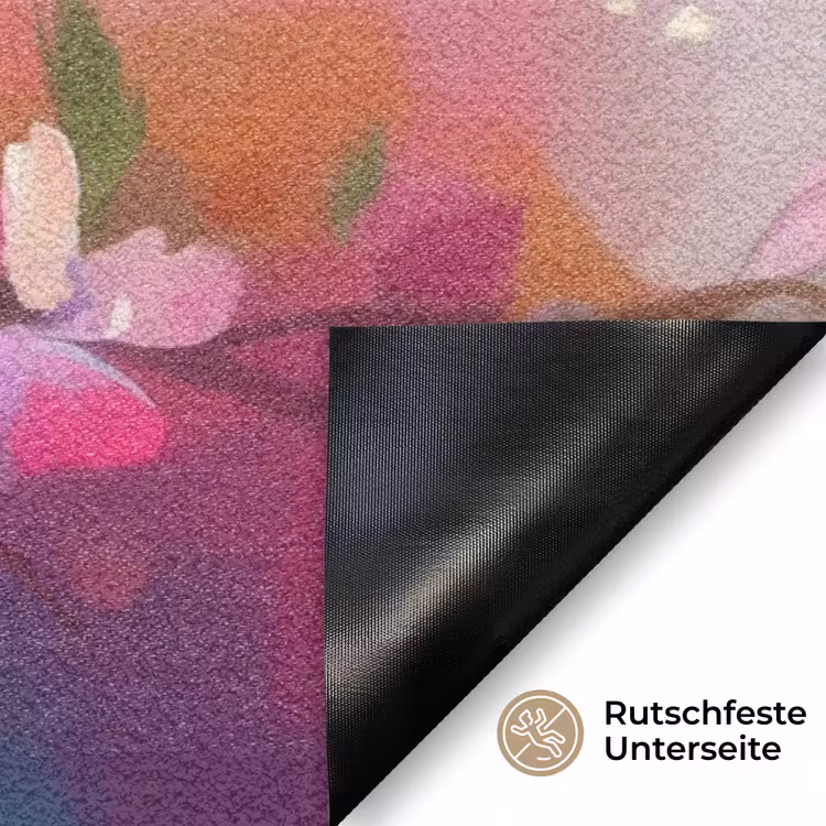Vogels - Bloemen - Roze Deurmat klein -antislip_DE