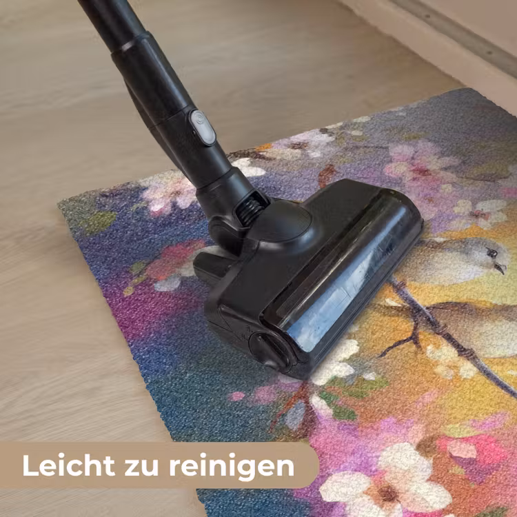 Vogels - Bloemen - Roze Deurmat klein -reinigen_DE
