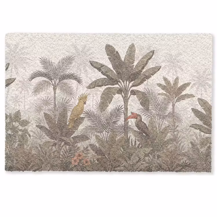 Vogel - Jungle - Tropisch - Illustratie - Groen Deurmat klein -zkaufland3d
