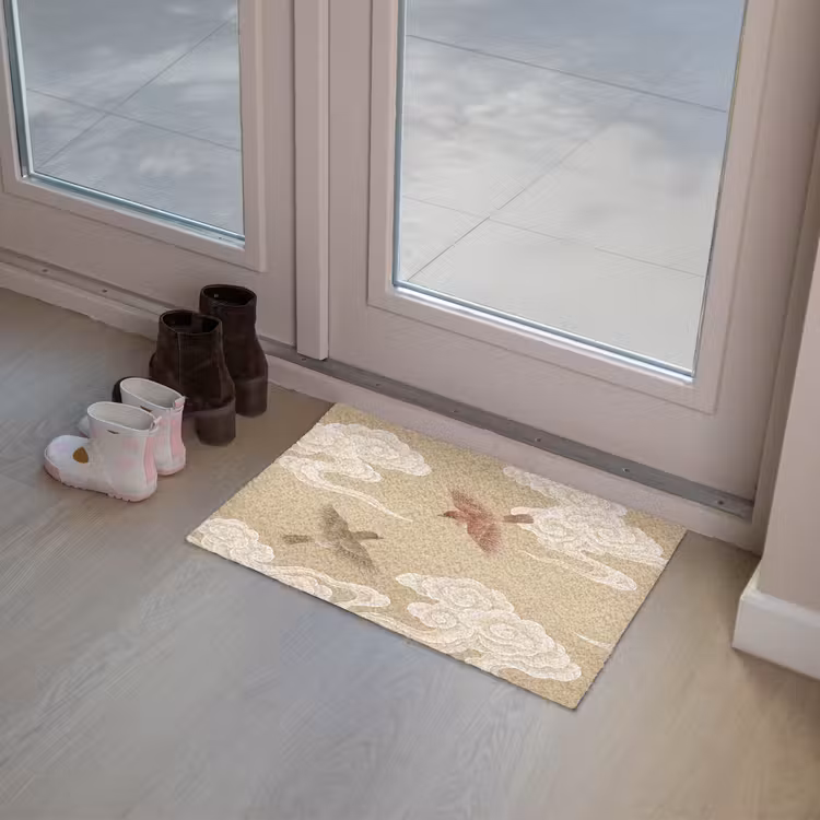 Vogels - Vliegen - Beige Deurmat klein -sfeer3