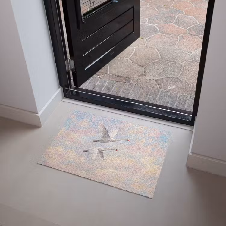 Vogel - Vliegend - Lucht - Modern - Pastel Deurmat klein -sfeer5