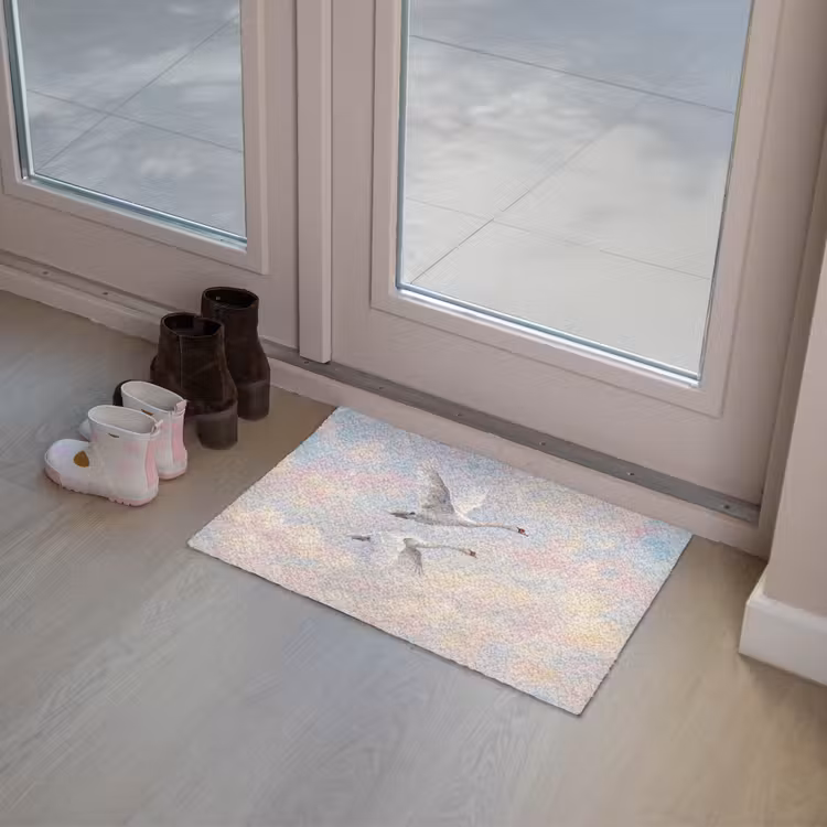 Vogel - Vliegend - Lucht - Modern - Pastel Deurmat klein -sfeer3