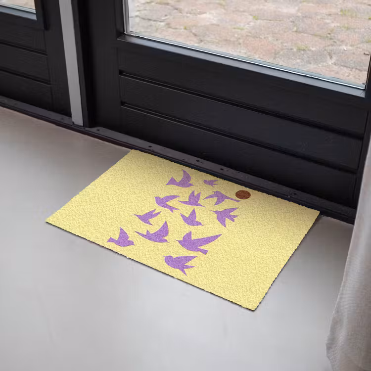 Vogels - Cirkel - Geel - Beweging Deurmat klein -sfeer2