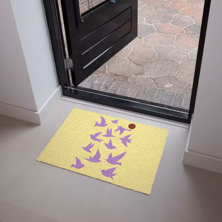 Vogels - Cirkel - Geel - Beweging Deurmat klein -sfeer5