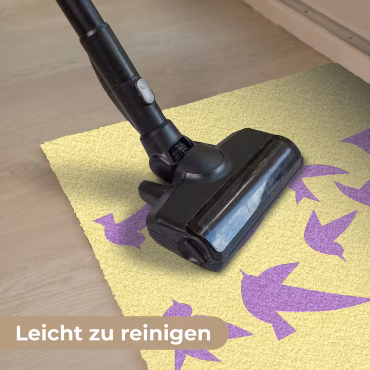 Vogels - Cirkel - Geel - Beweging Deurmat klein -reinigen_DE