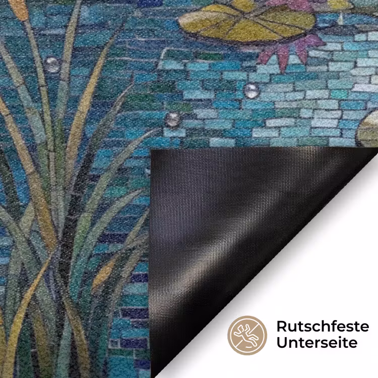 Vogel - Water - Natuur - Abstract - Blauw Deurmat klein -antislip_DE