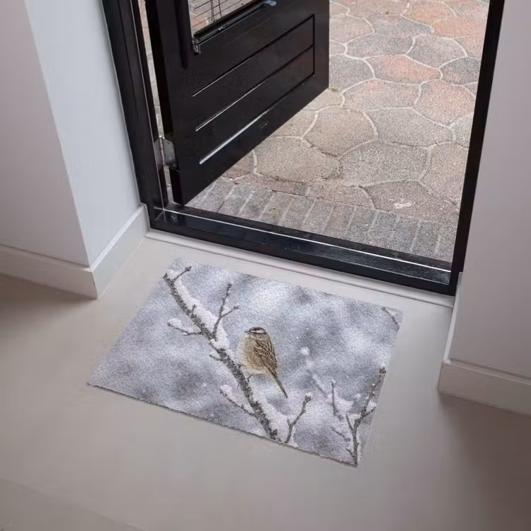 Vogel - Tak - Sneeuw - Winter Deurmat klein -sfeer5